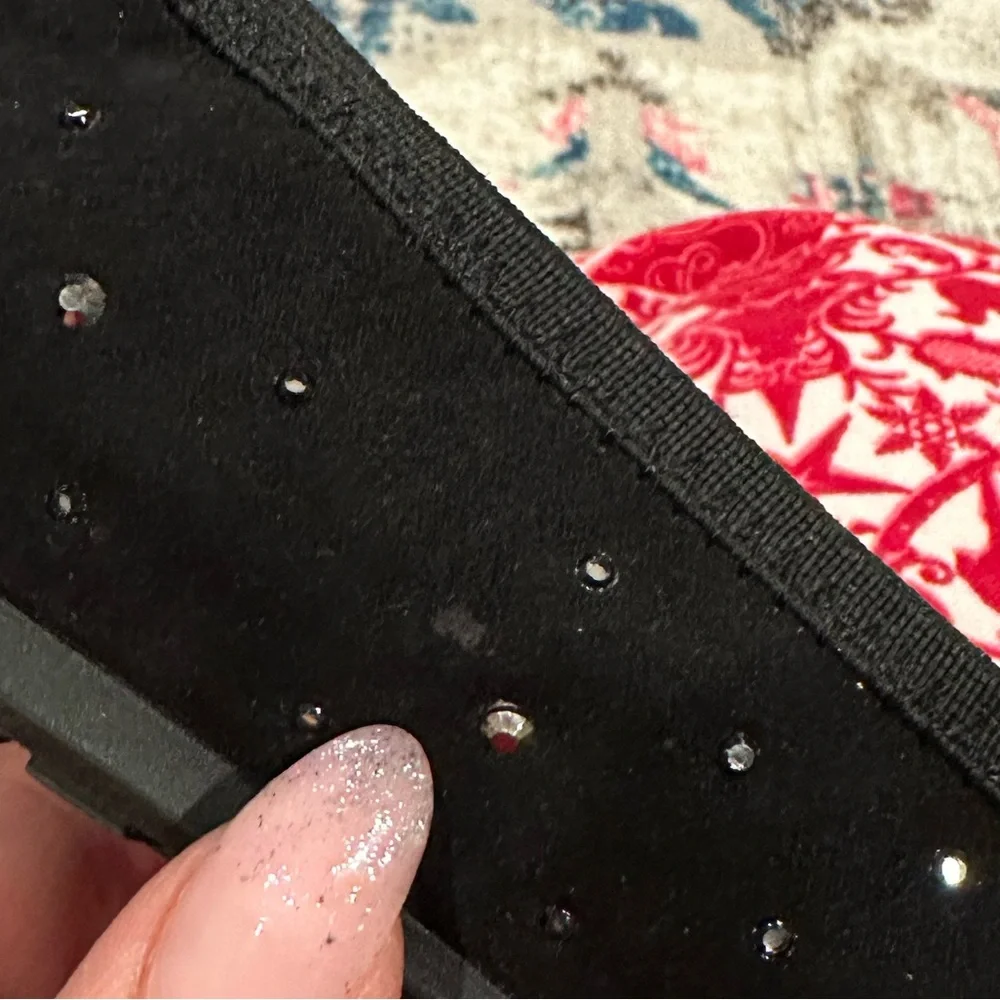 STUART WEITZMAN FANNIE PEARL BLACK STUD EMBELLISHED ROUND TOE BALLET FLAT SHOE 5